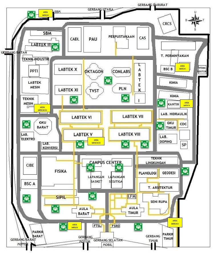 Peta Kampus Ganesha dengan lokasi gedung Teknik Sipil